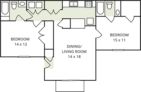 Lantana-Two Bedroom / Two Bath - 1050 Sq.Ft.*